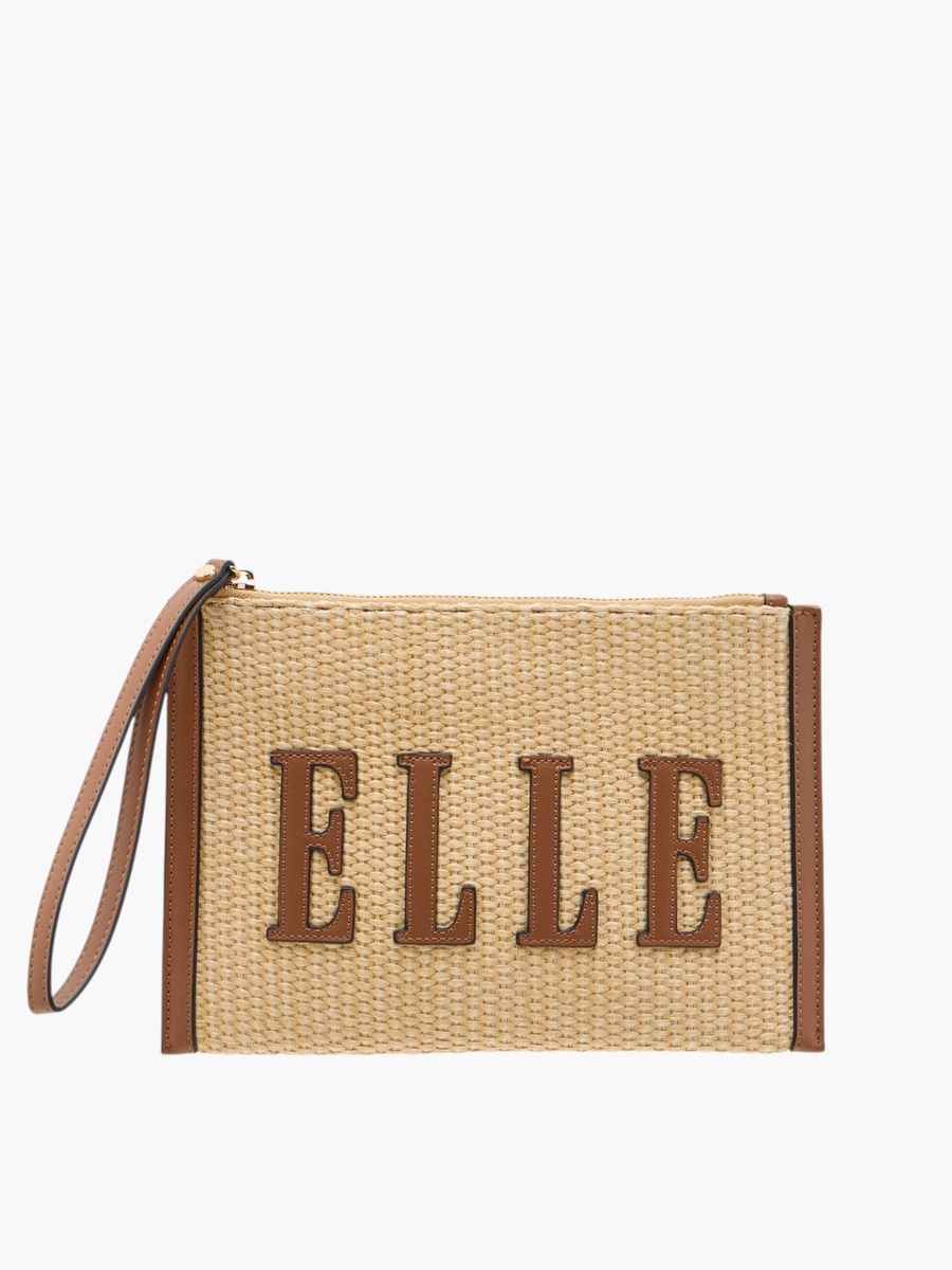 Logo Detail Clutch with Zip Closure and Wrist Loop