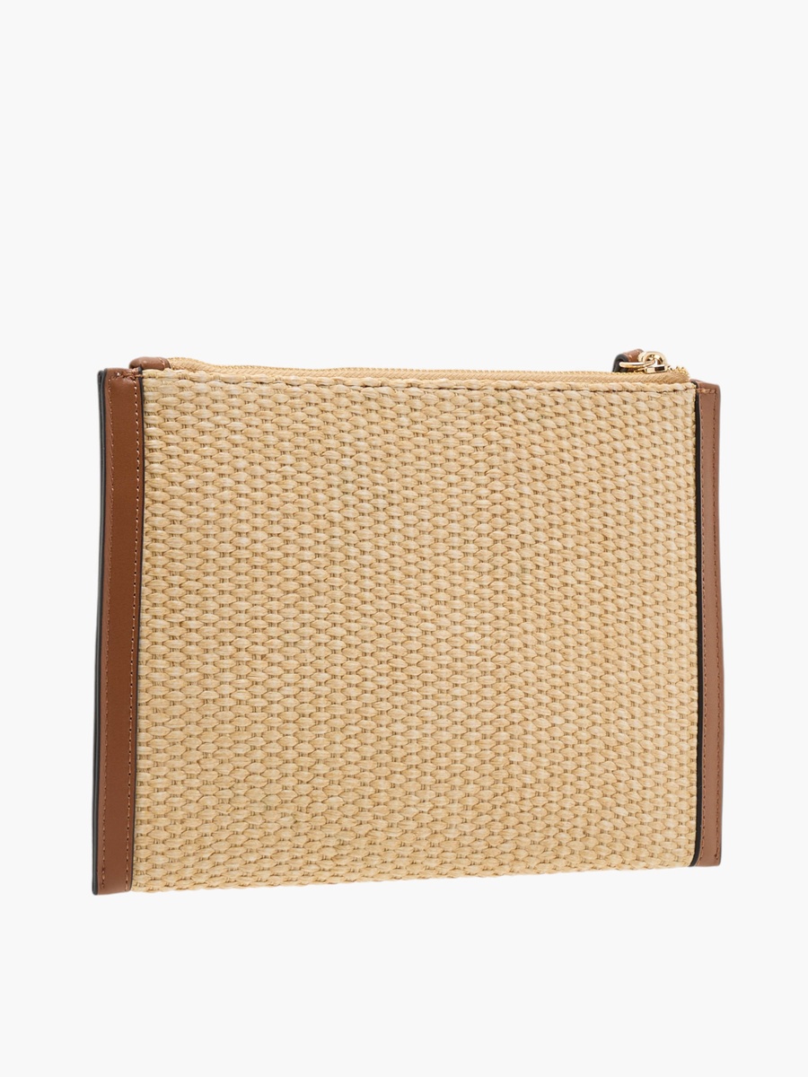 Logo Detail Clutch with Zip Closure and Wrist Loop