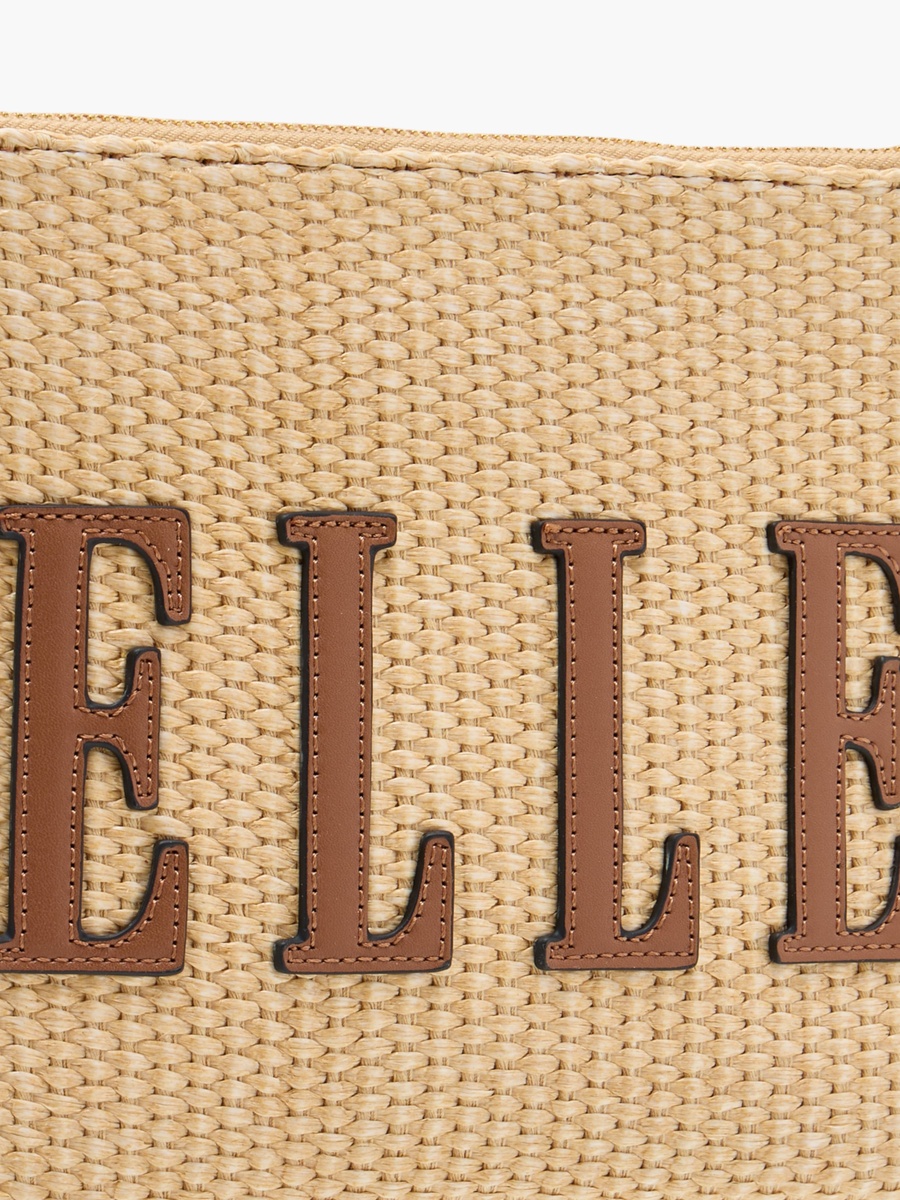 Logo Detail Clutch with Zip Closure and Wrist Loop