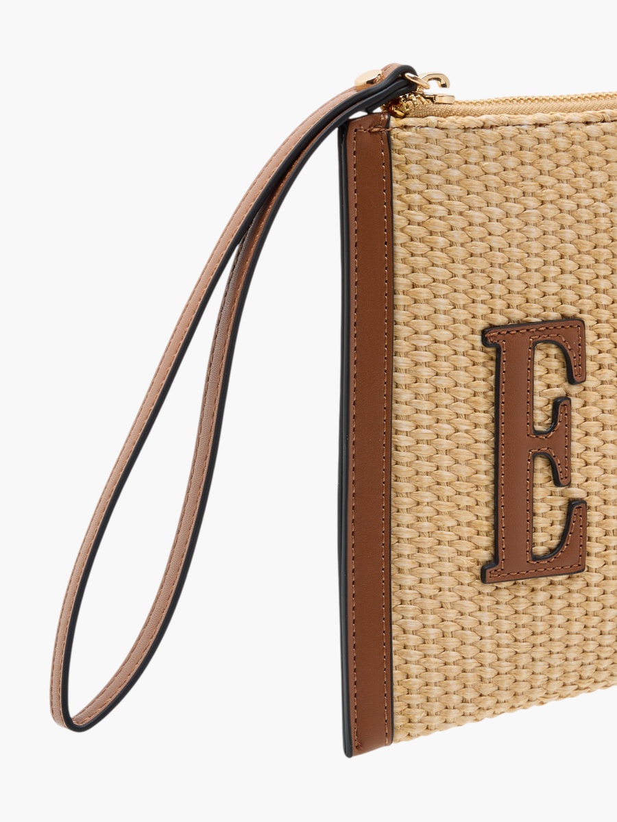 Logo Detail Clutch with Zip Closure and Wrist Loop
