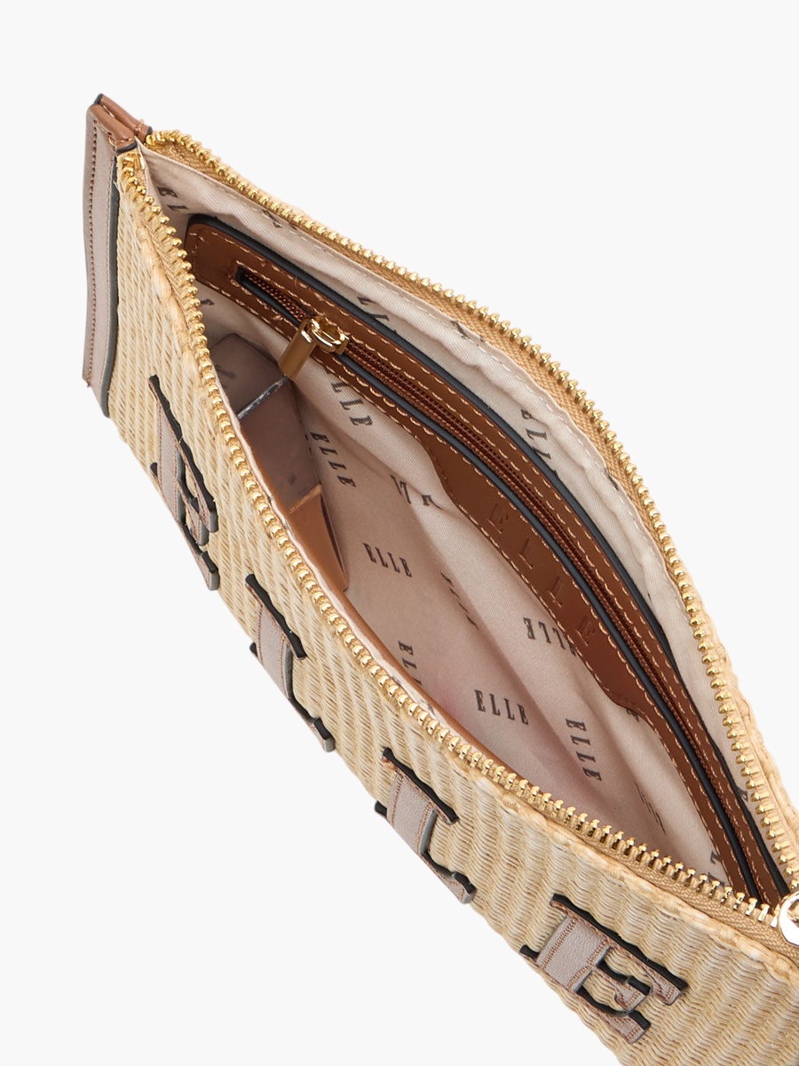 Logo Detail Clutch with Zip Closure and Wrist Loop