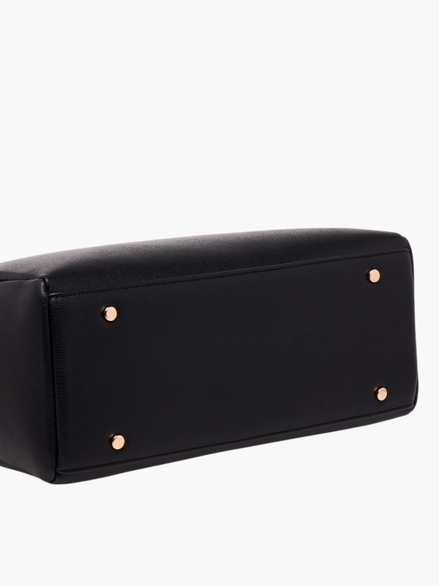 Textured Tote Bag with Detachable Strap and Zip Closure