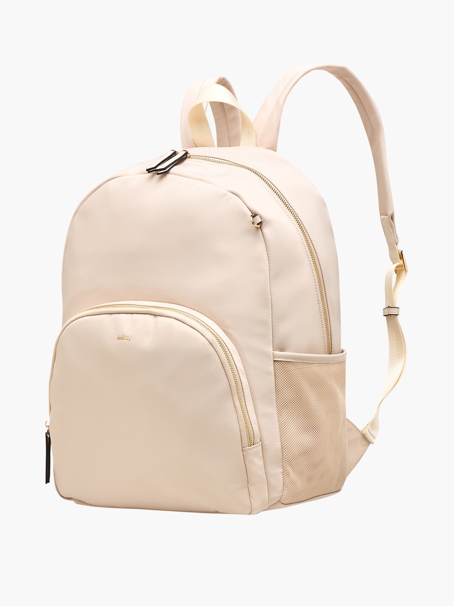 Solid Backpack with Adjustable Straps and Detachable Pencil Pouch - 28x16x36 cm