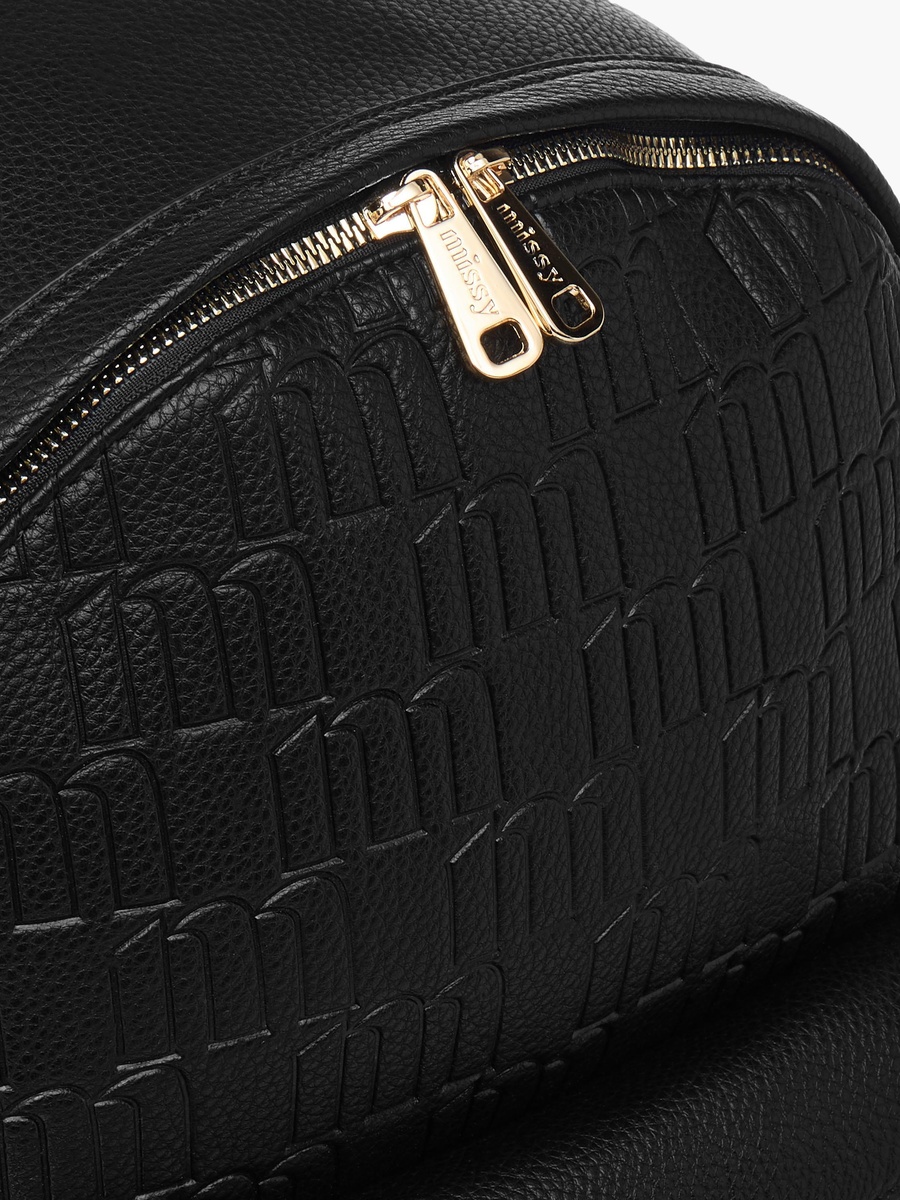 Monogram Embossed Backpack with Adjustable Straps and Zip Closure - 40x32x18 cm