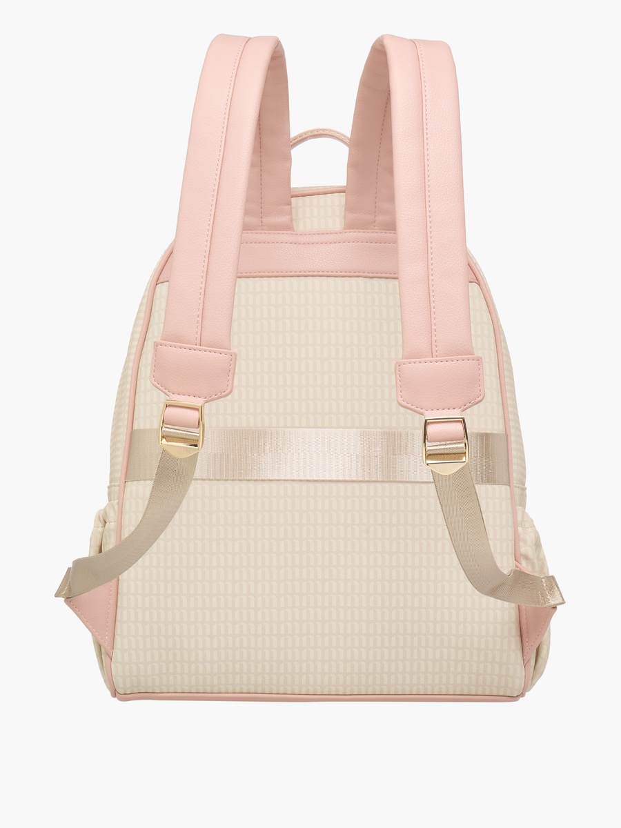 Monogram Print Backpack with Adjustable Straps and Zip Closure - 32x16x41 cm