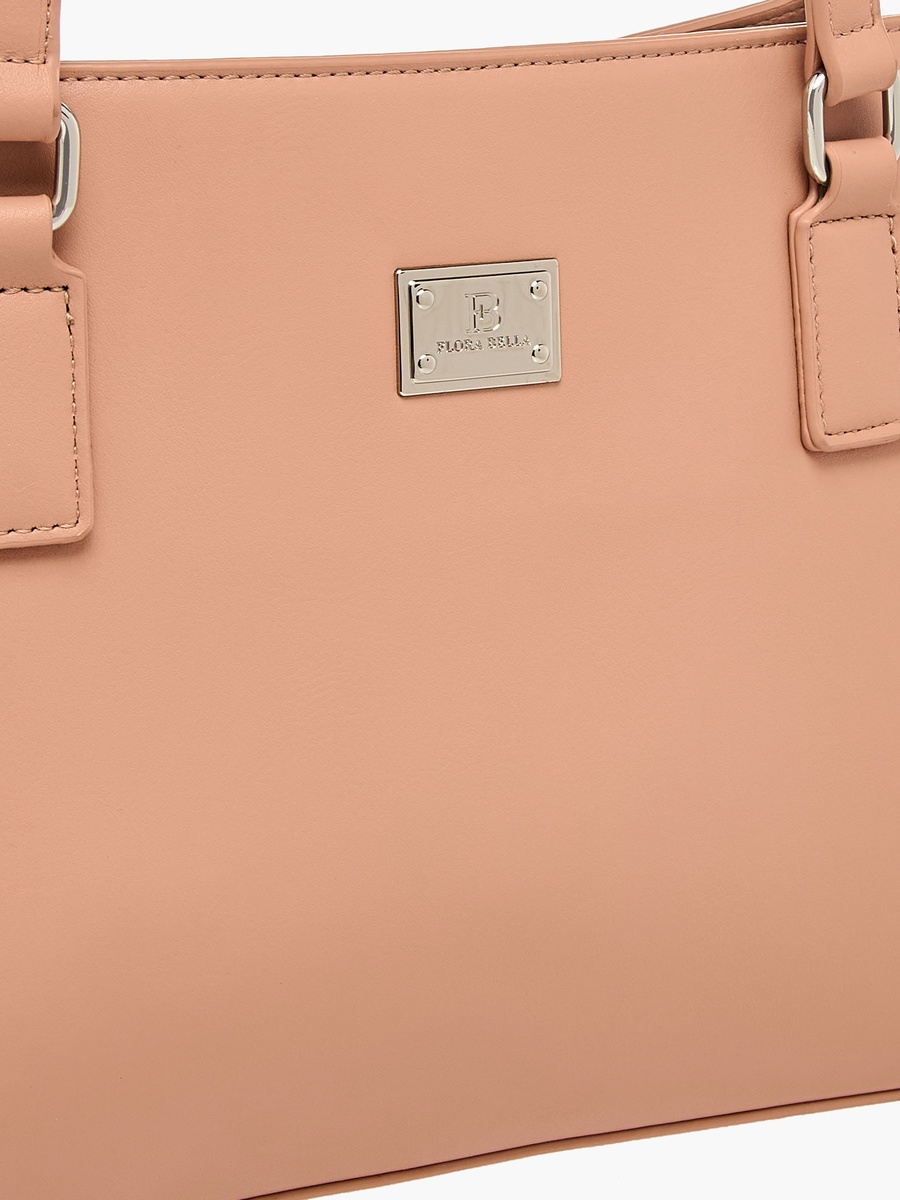 Solid Shoulder Bag with Double Handle and Zip Closure