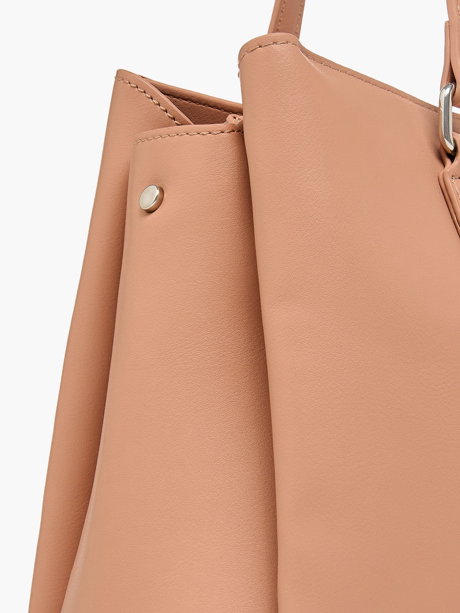 Solid Shoulder Bag with Double Handle and Zip Closure