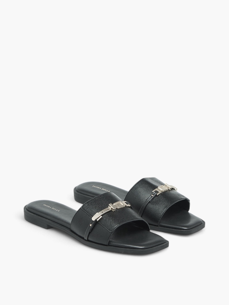 Metal Accent Slip-On Flat Sandals