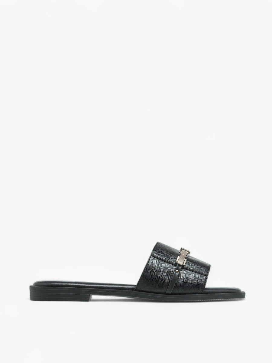 Metal Accent Slip-On Flat Sandals