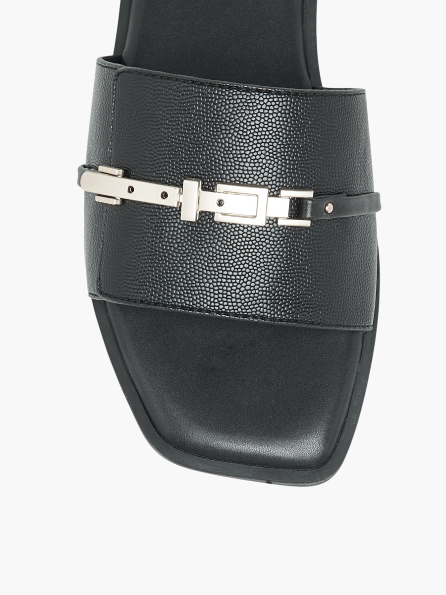 Metal Accent Slip-On Flat Sandals