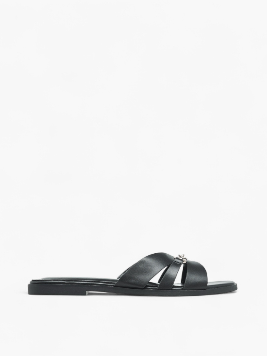 Animal Print Slip-On Cross Strap Flat Sandals