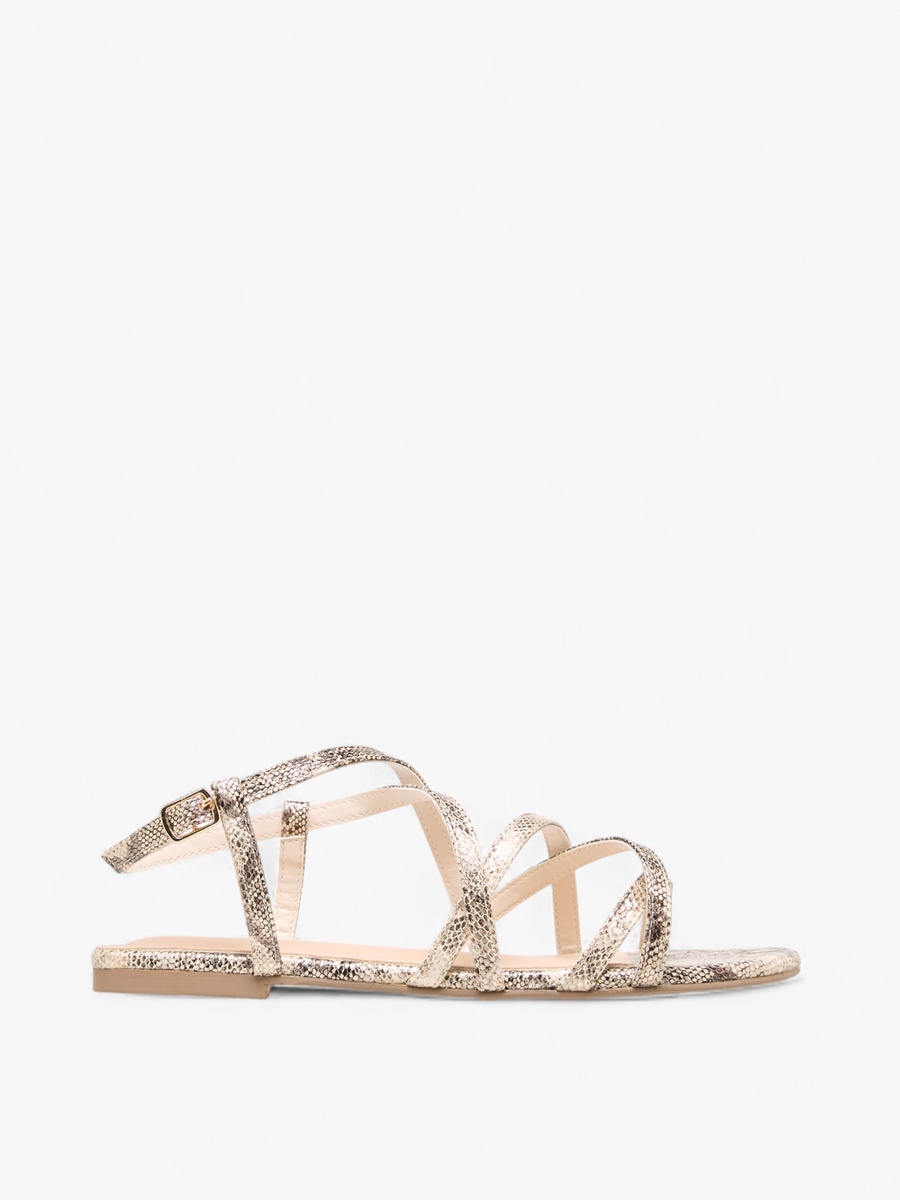 Solid Criss Cross Sandals with Buckle Closure