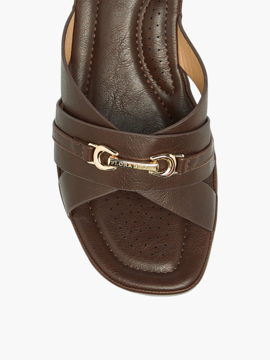 Metal Accent Slip-On Sandals with Wedge Heels
