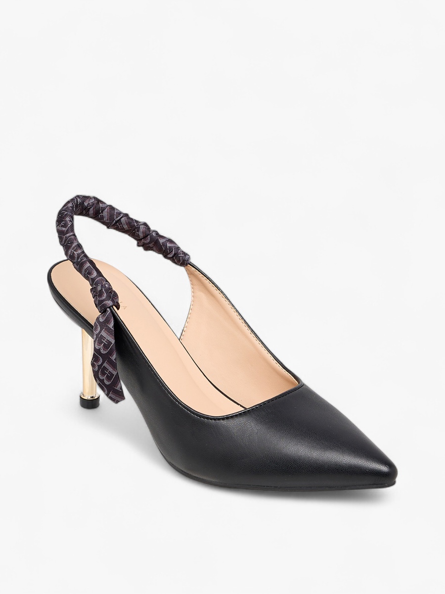Ruched Detail Slingback Shoes with Stiletto Heels