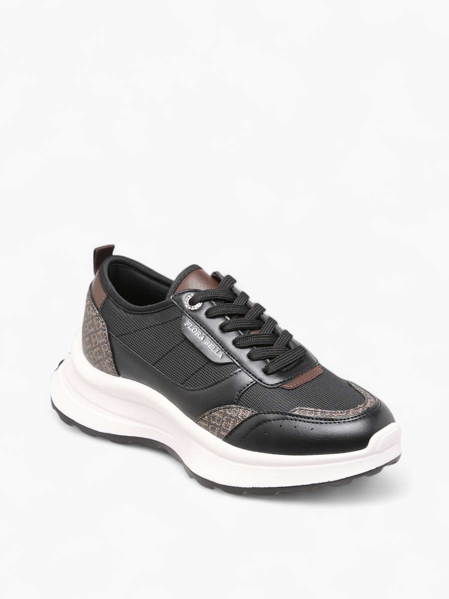 Monogram Print Sneakers with Lace-Up Closure