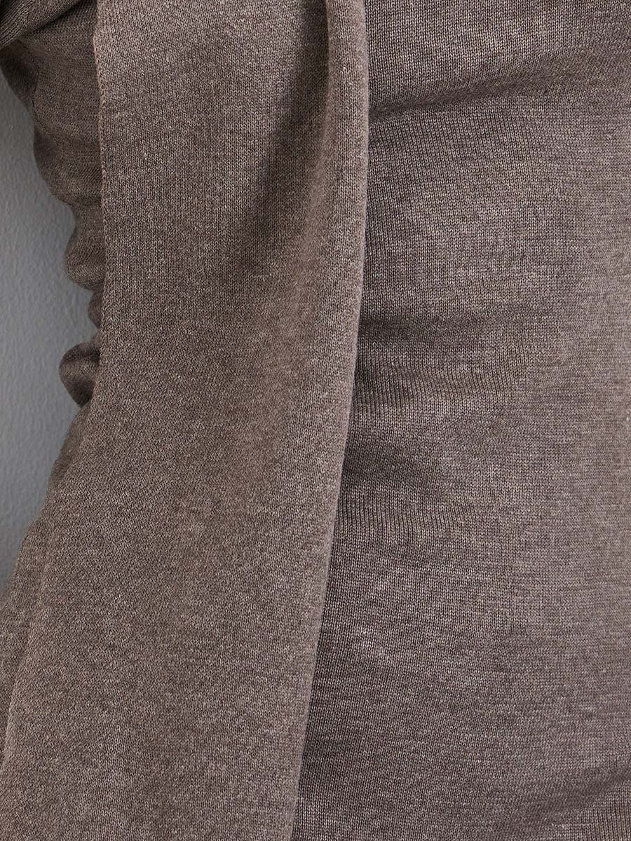 Brown Knit Midi Sweater Dress