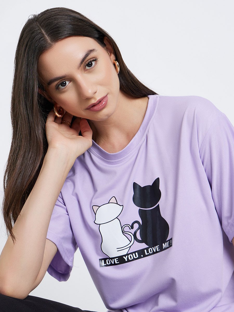 Purple Graphic Print Regular Fit T-Shirt