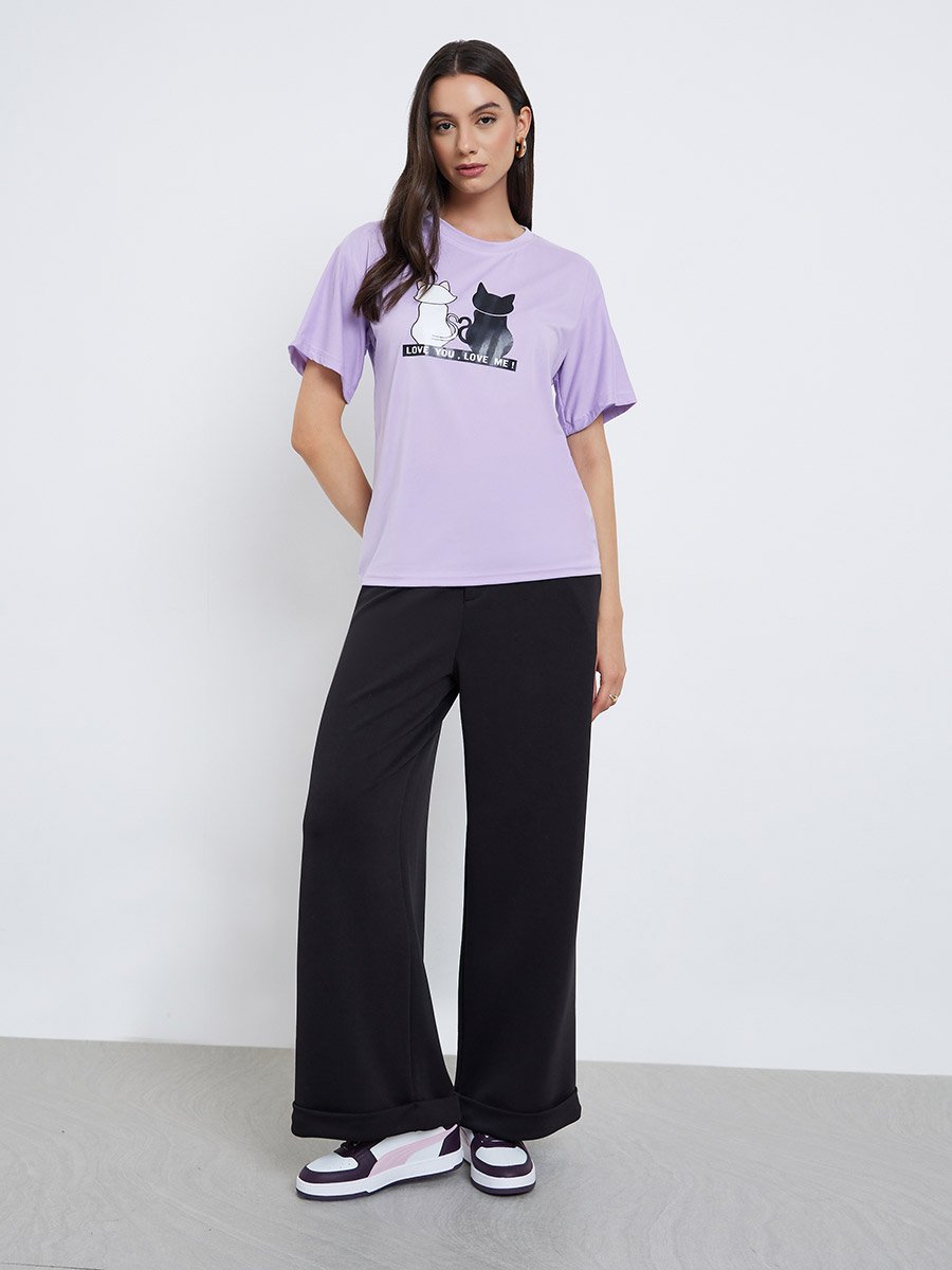 Purple Graphic Print Regular Fit T-Shirt