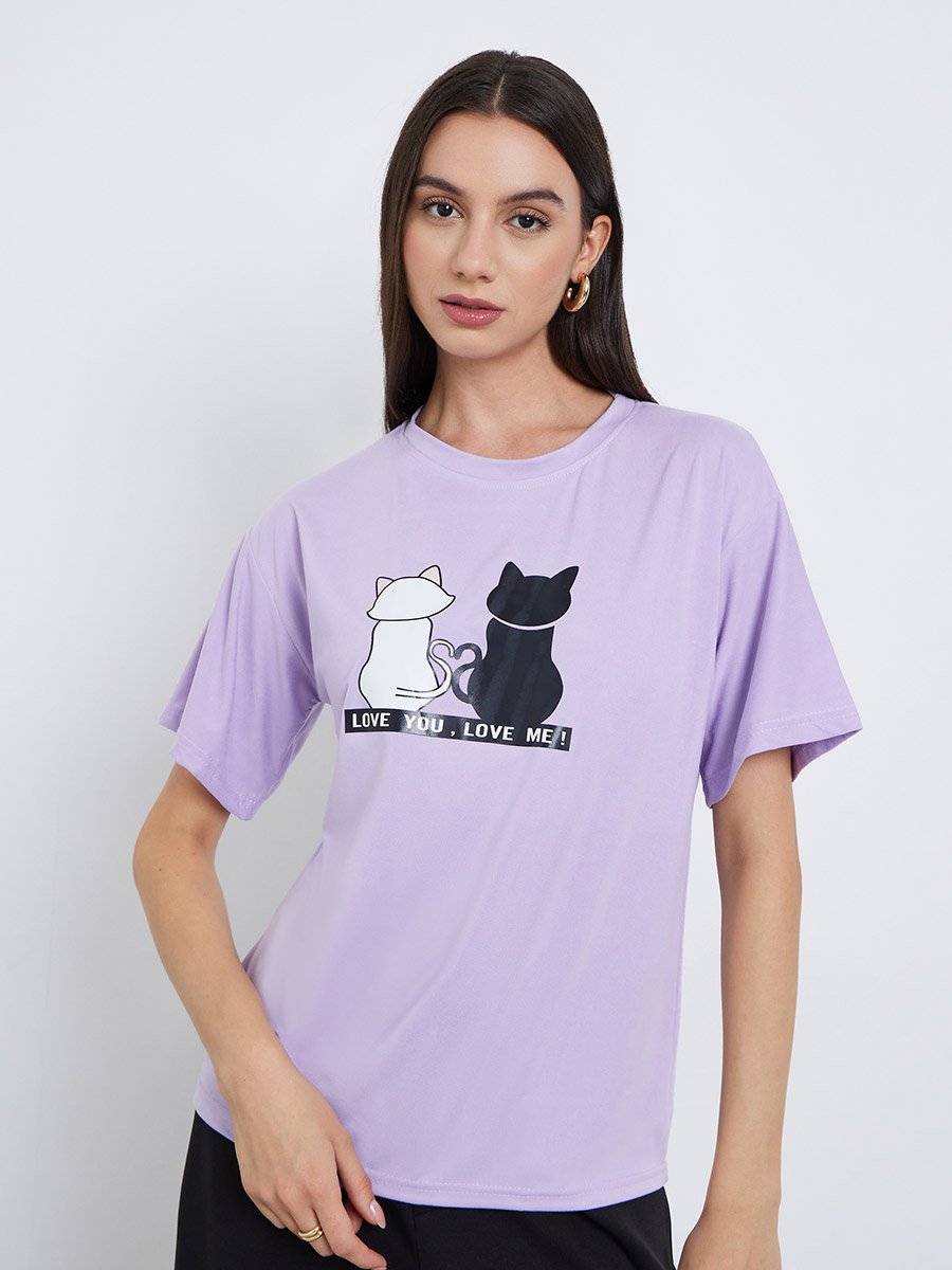 Purple Graphic Print Regular Fit T-Shirt