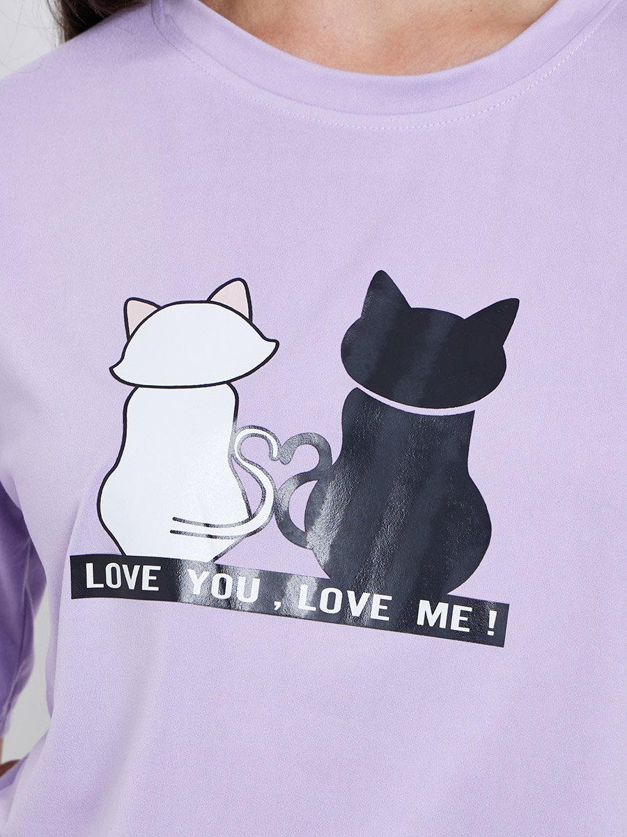 Purple Graphic Print Regular Fit T-Shirt