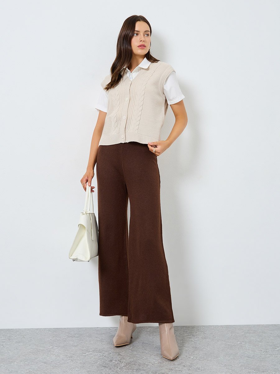 Beige Cable Knit Vest Top