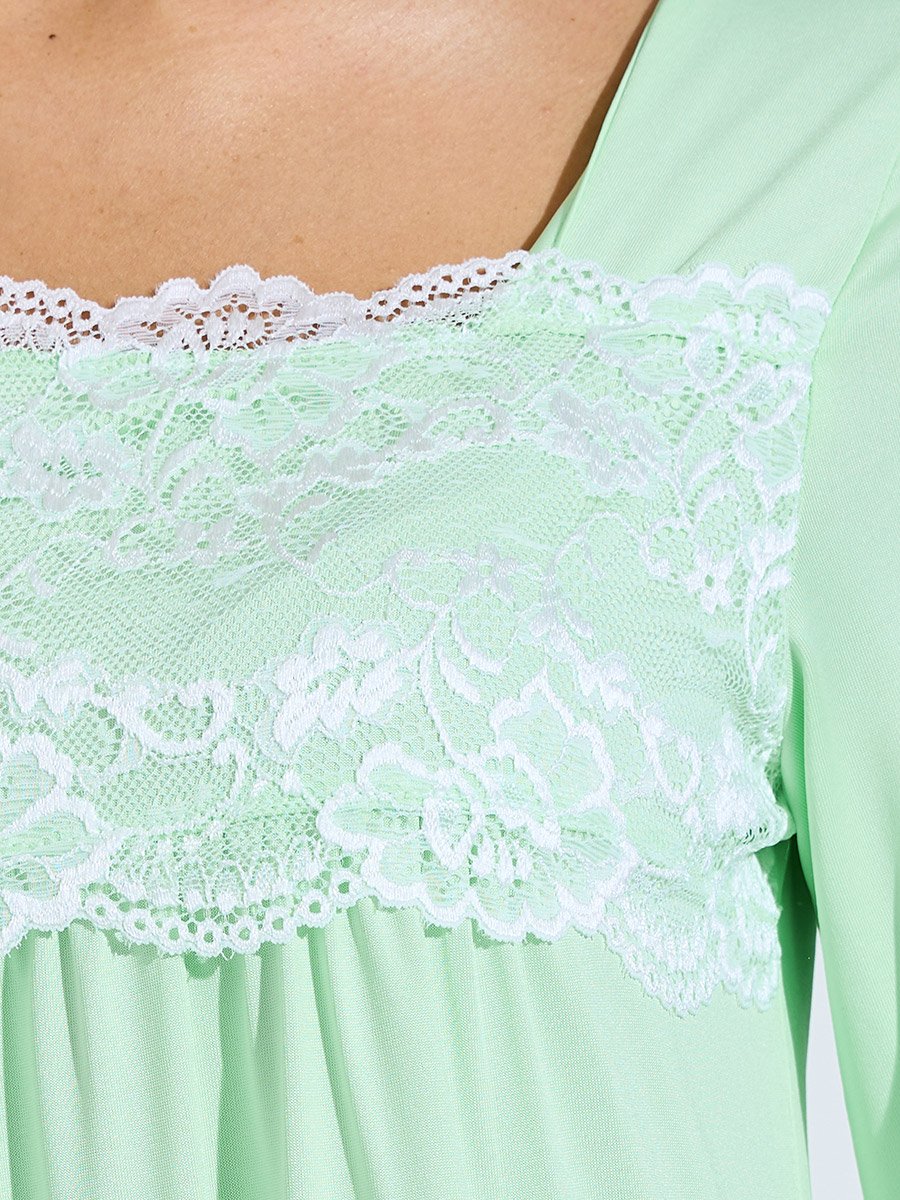 Green Lace Detail Long Sleeve Nightdress