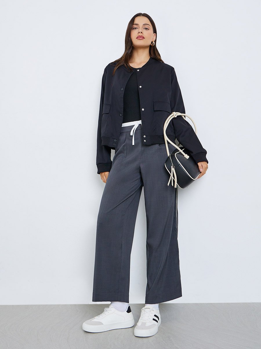 Regular Fit Regular Length Plain Bomber Jacket