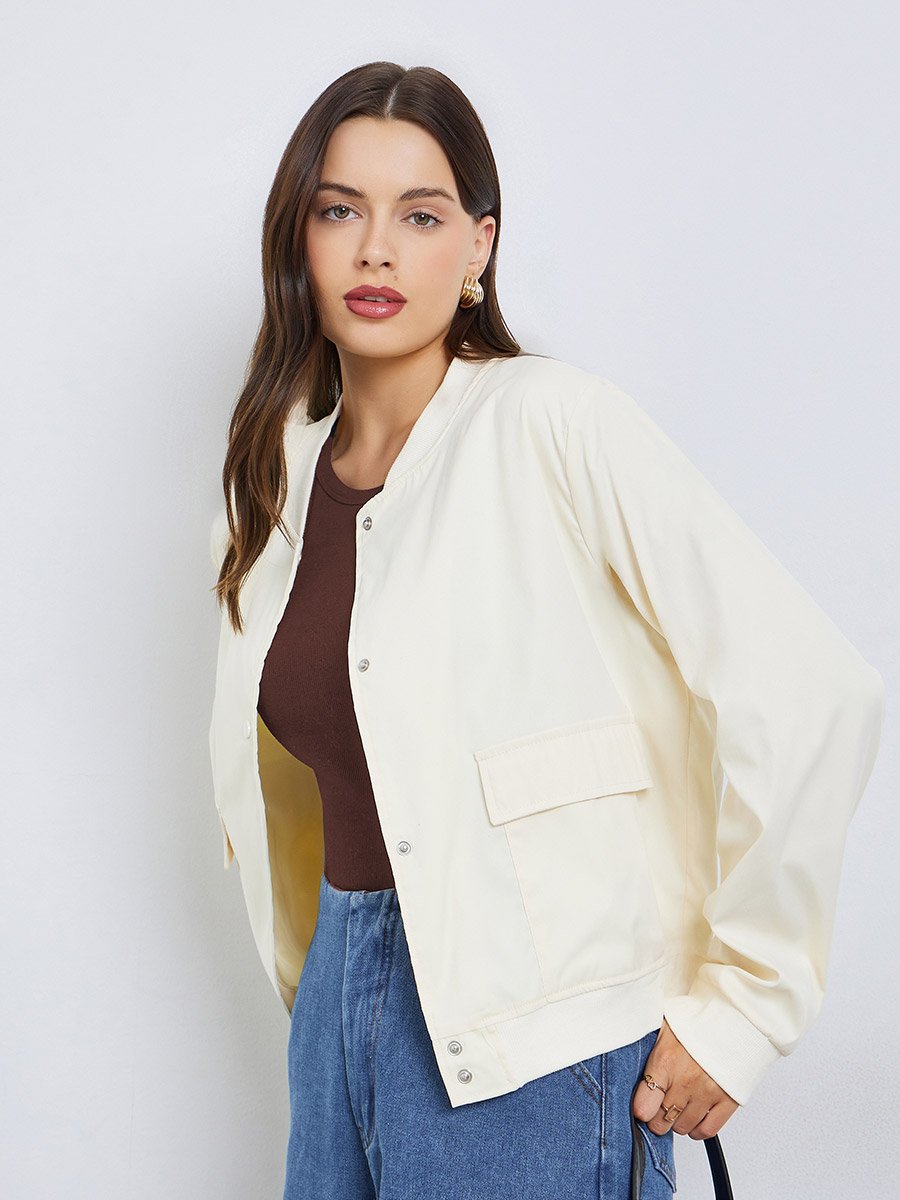 Regular Fit Regular Length Plain Bomber Jacket
