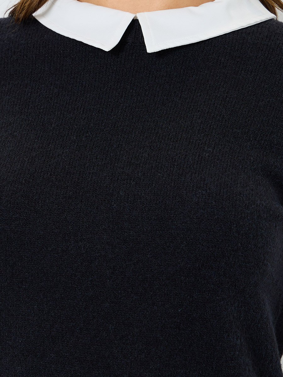 Sleeveless Black Knit Vest with Shirt