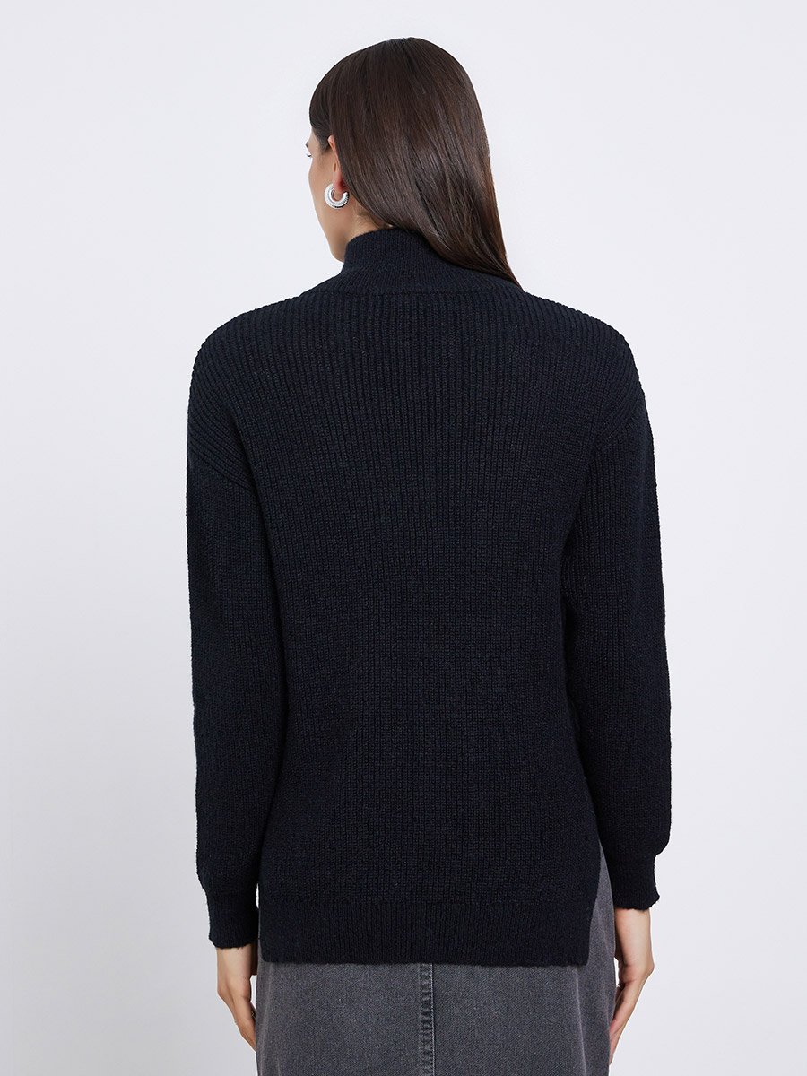 Regular Fit Longline Quarter Zip Sweater