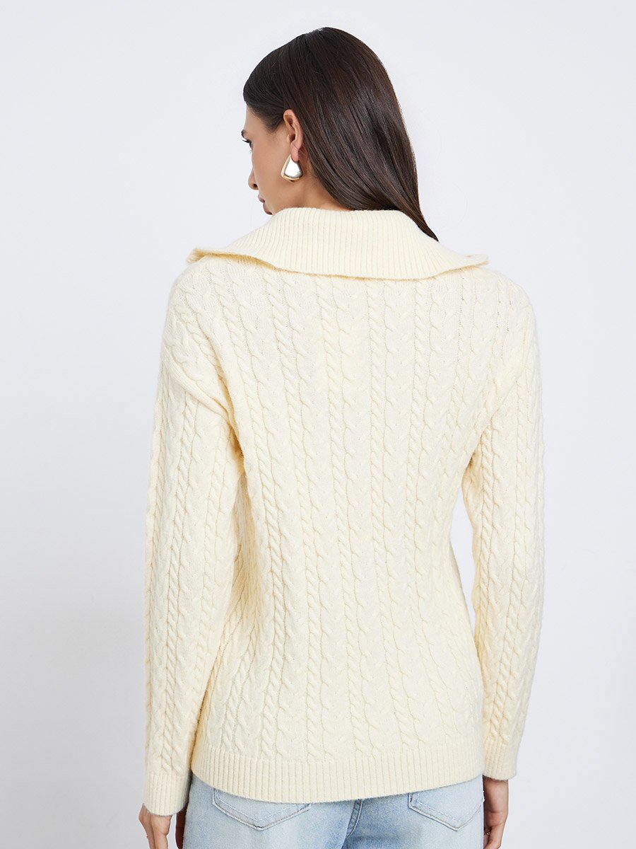 Cream Regular Fit Cable Knit Sweater