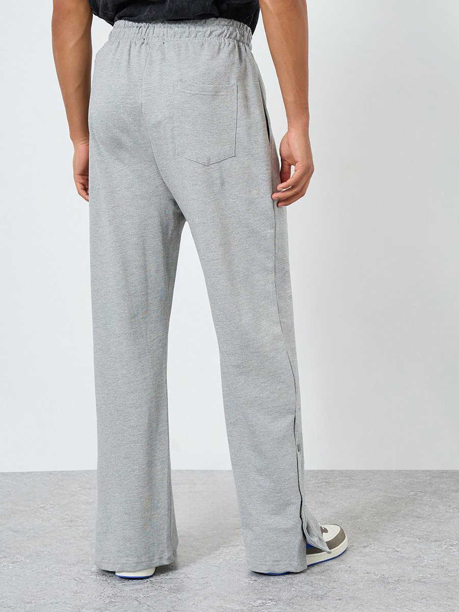 Men Grey Embroidered Terry Joggers