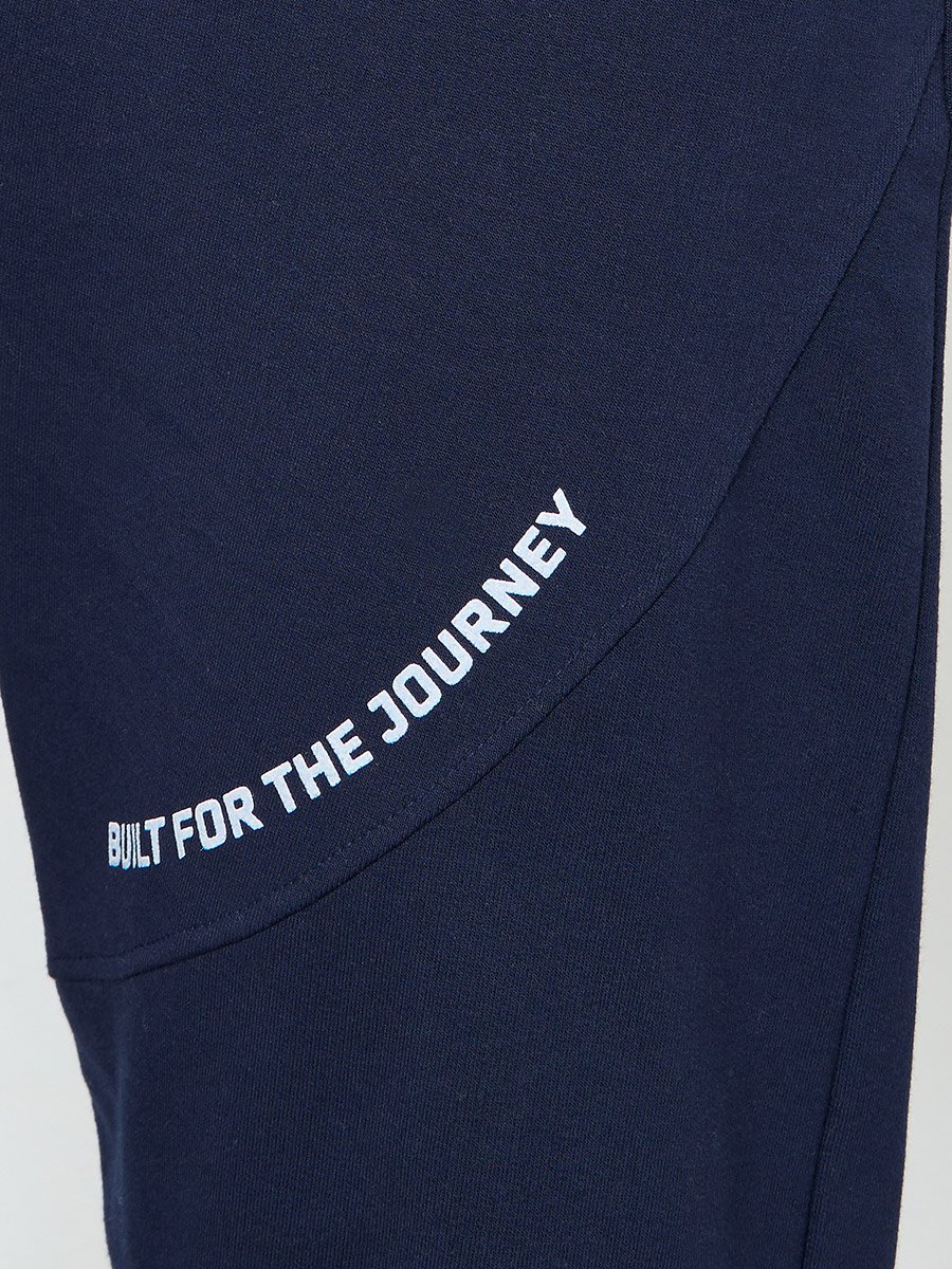 Men Navy Blue Slogan Joggers