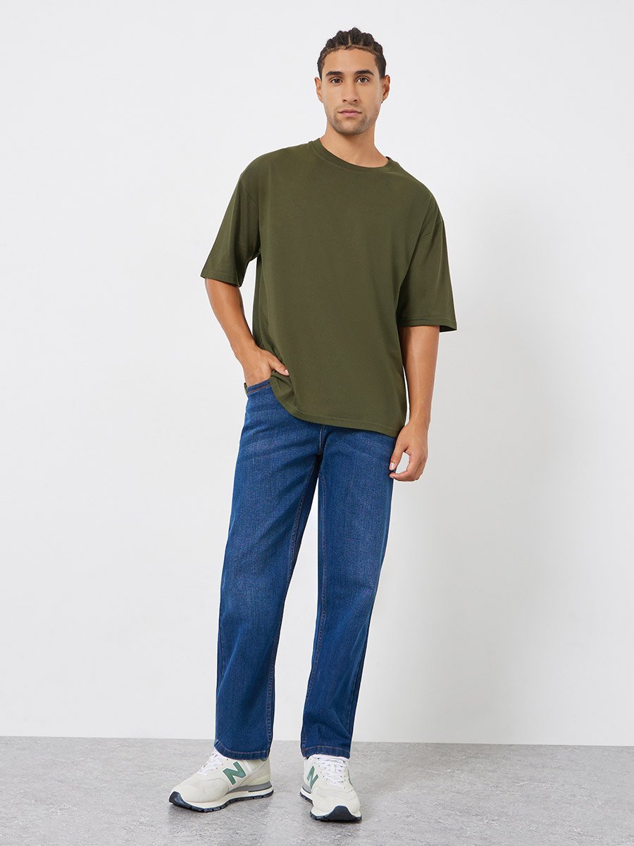 Olive Graphic Print Oversized T-Shirt