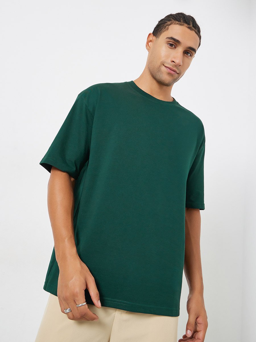 Men Green Oversized Tennis Graphic Jersey T-Shirt