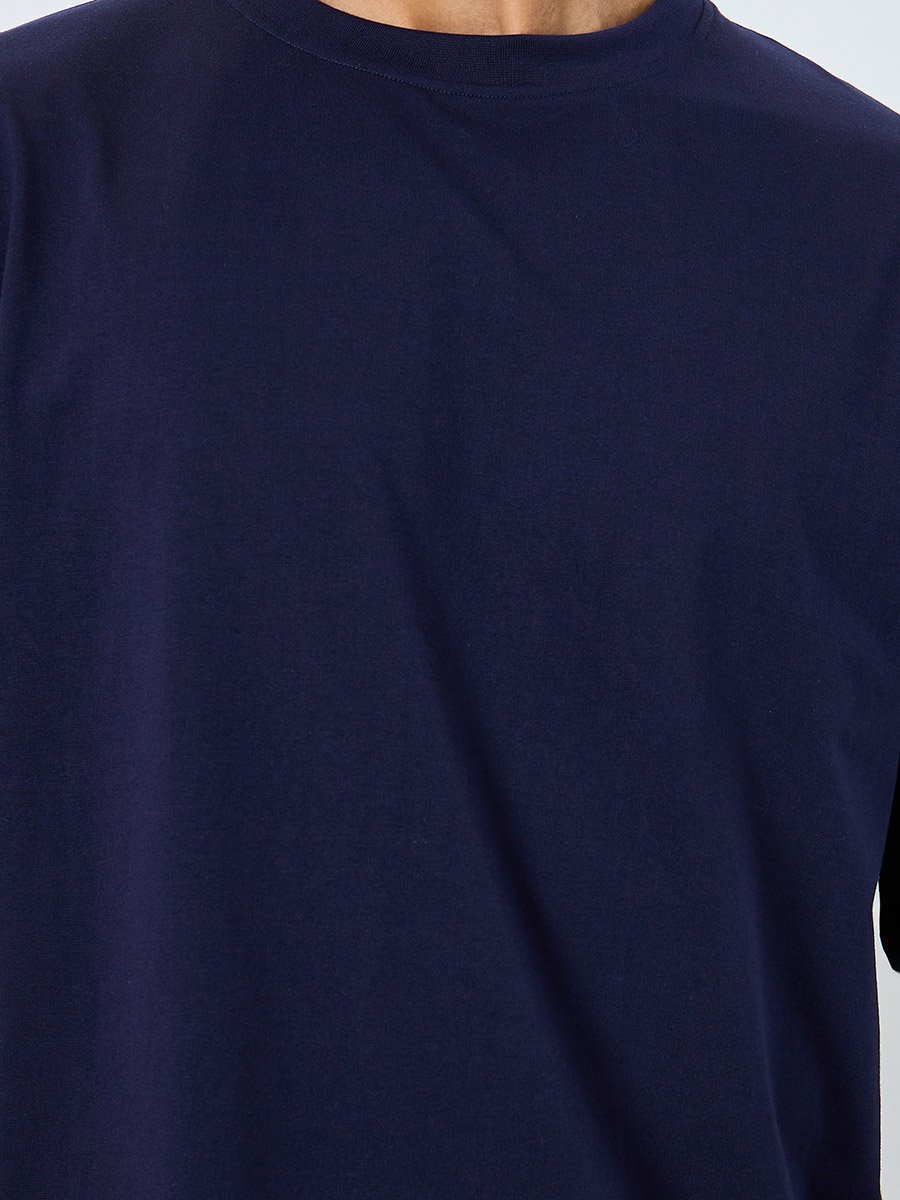 Men Navy Blue Graphic Print Oversized T-Shirt