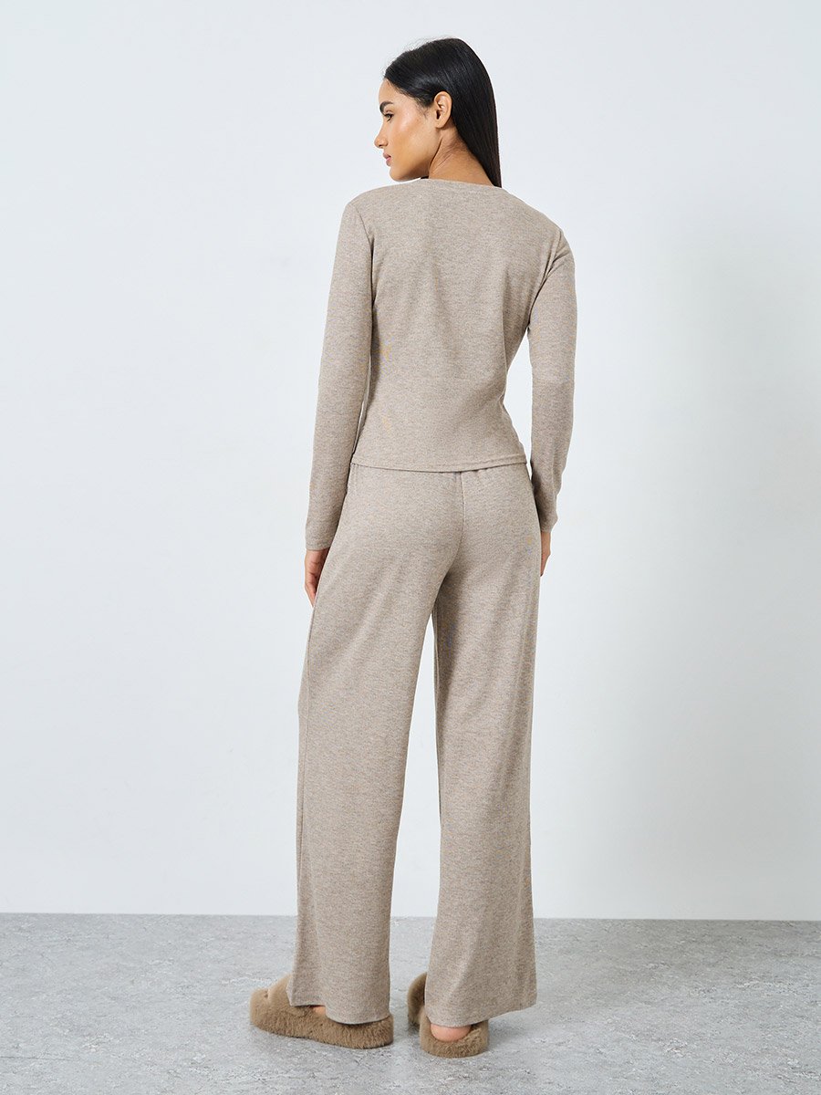 Supersoft Rib Placket Top and Placket Pyjama Set