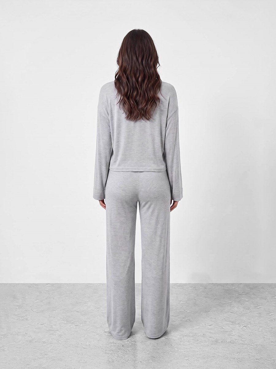Solid Boxy T-Shirt and Wide Pyjama Set