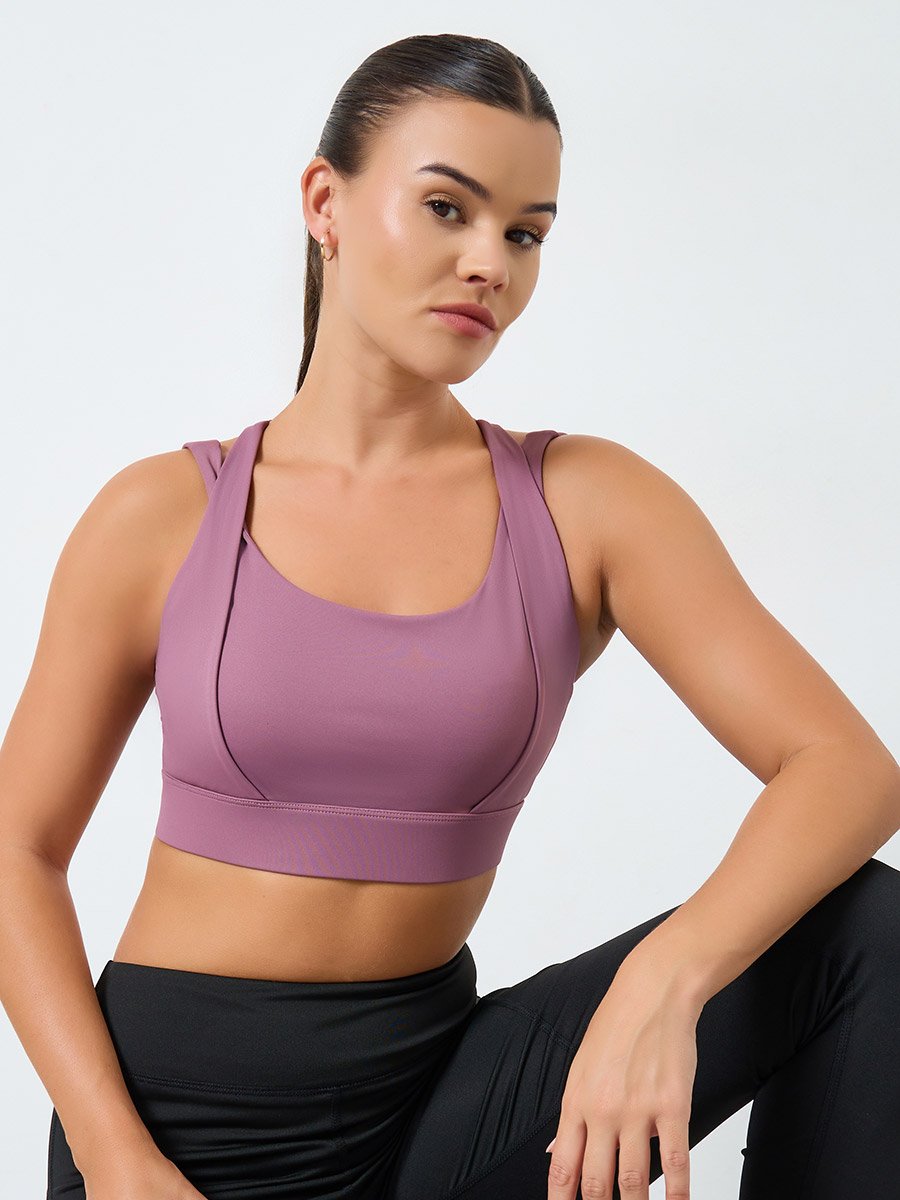 Multi Strap Overlay Hook and Eye Sports Bra