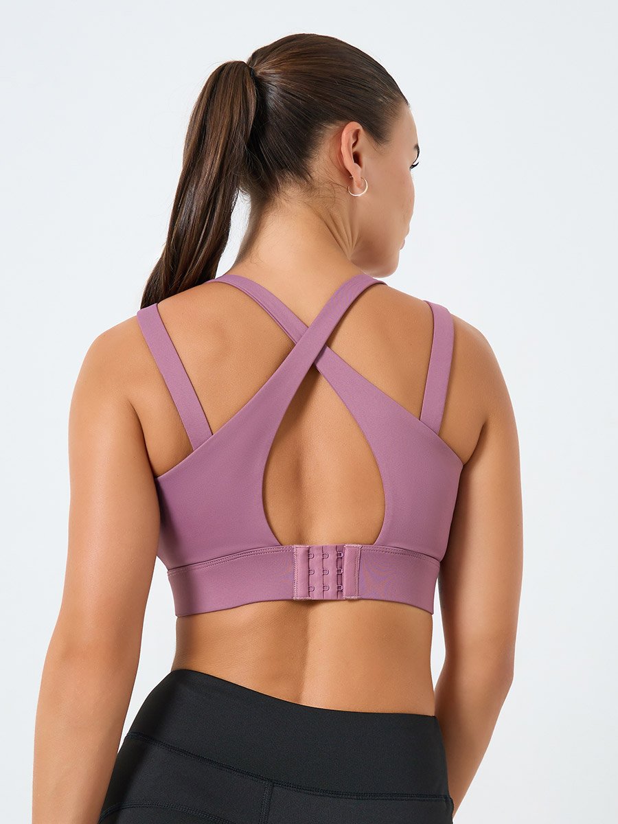 Multi Strap Overlay Hook and Eye Sports Bra