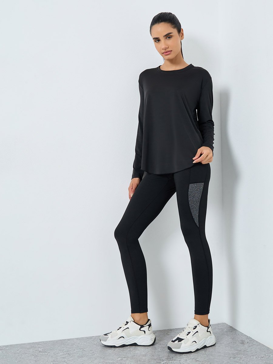 Back Overlay Panel Curved Hem Top