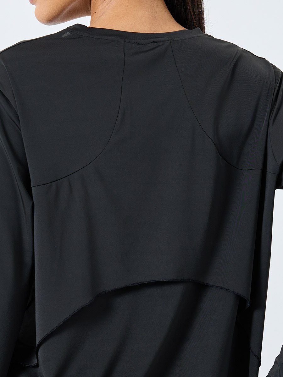Back Overlay Panel Curved Hem Top