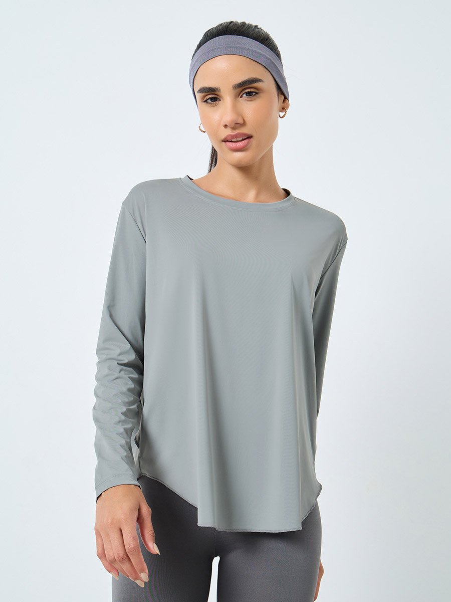 Back Overlay Panel Curved Hem Top