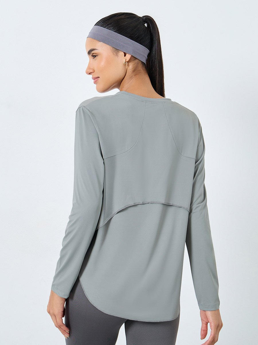 Back Overlay Panel Curved Hem Top