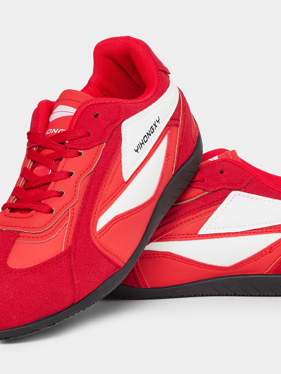 Red Retro Lace Up Sneakers