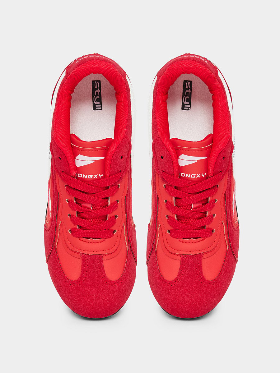 Red Retro Lace Up Sneakers