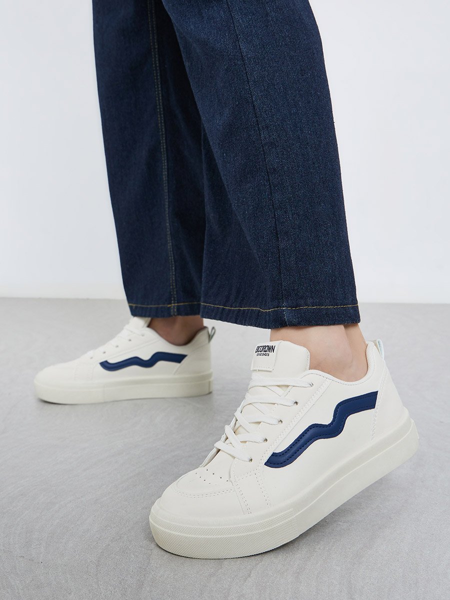 Cream Striped Detail Sneakers