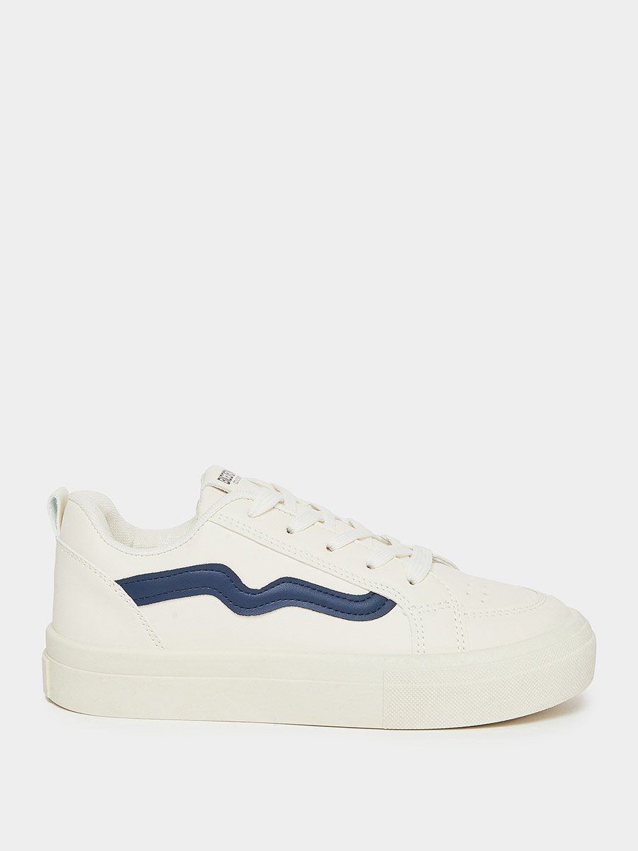 Cream Striped Detail Sneakers