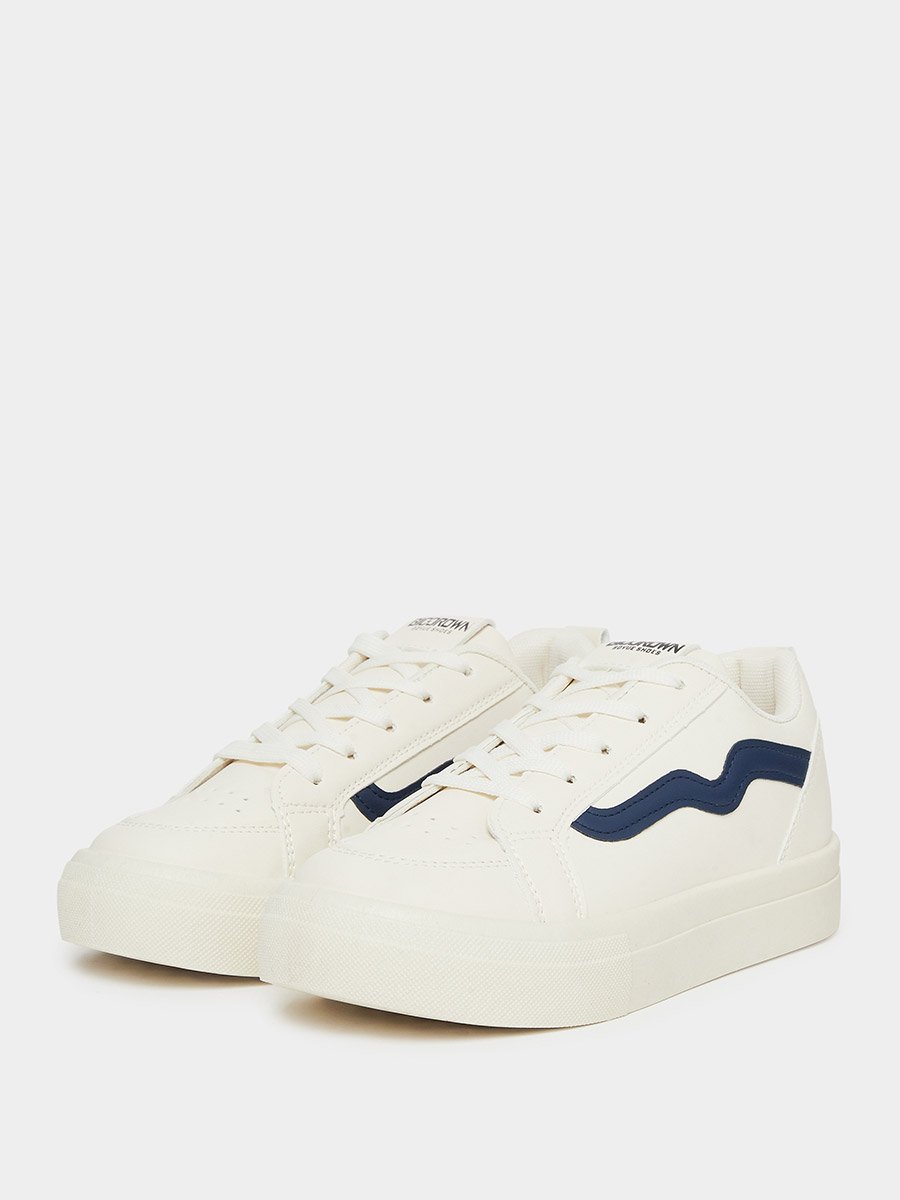 Cream Striped Detail Sneakers