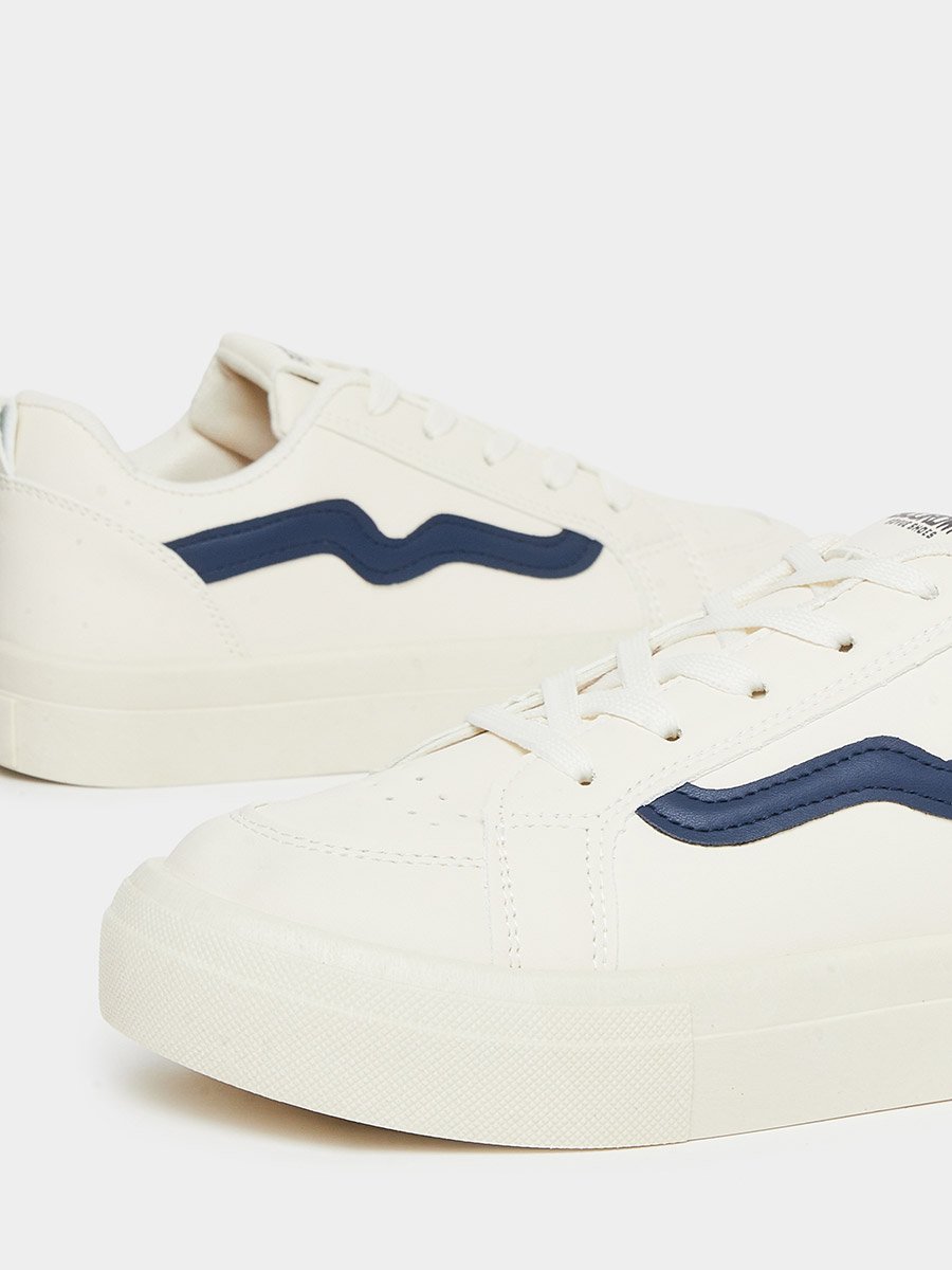 Cream Striped Detail Sneakers